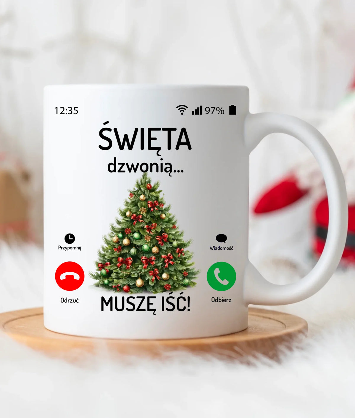 Kubek świąteczny - Choinka Święta dzwonią muszę iść BN124