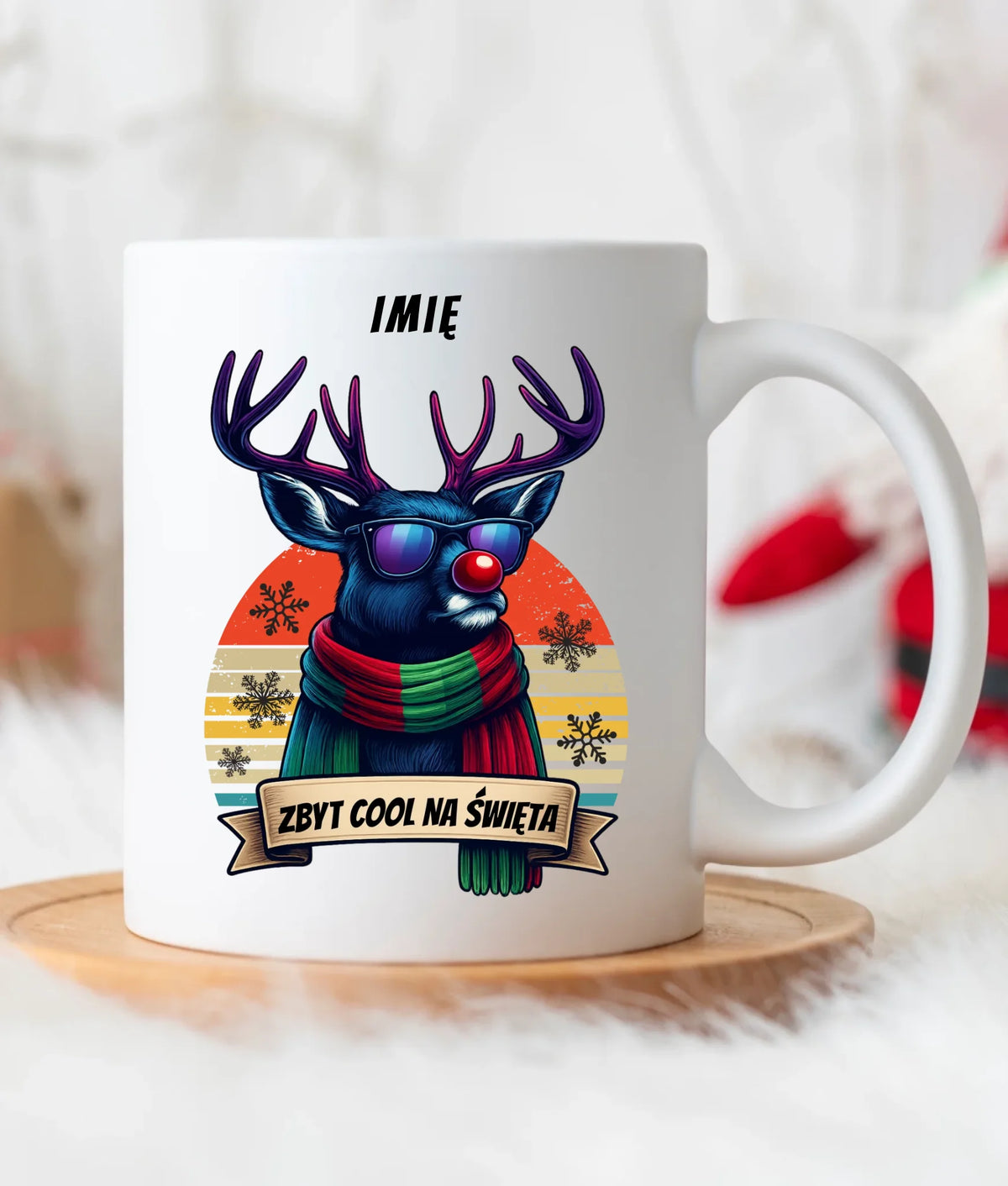 Kubek świąteczny z reniferem - Zbyt cool na święta - personalizowany BN128