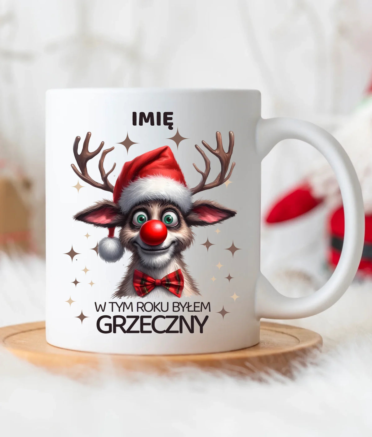 Kubek świąteczny - Renifer W tym roku byłem grzeczny - personalizowany BN96