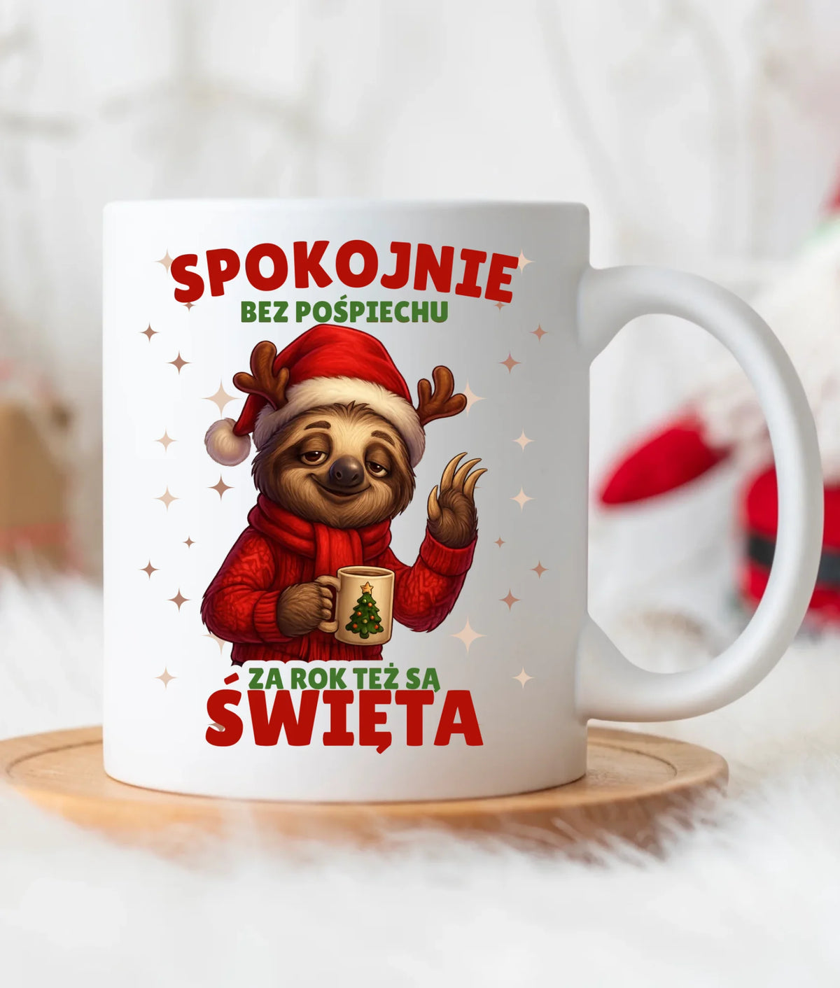 Kubek świąteczny - Leniwiec Za rok też są święta BN92