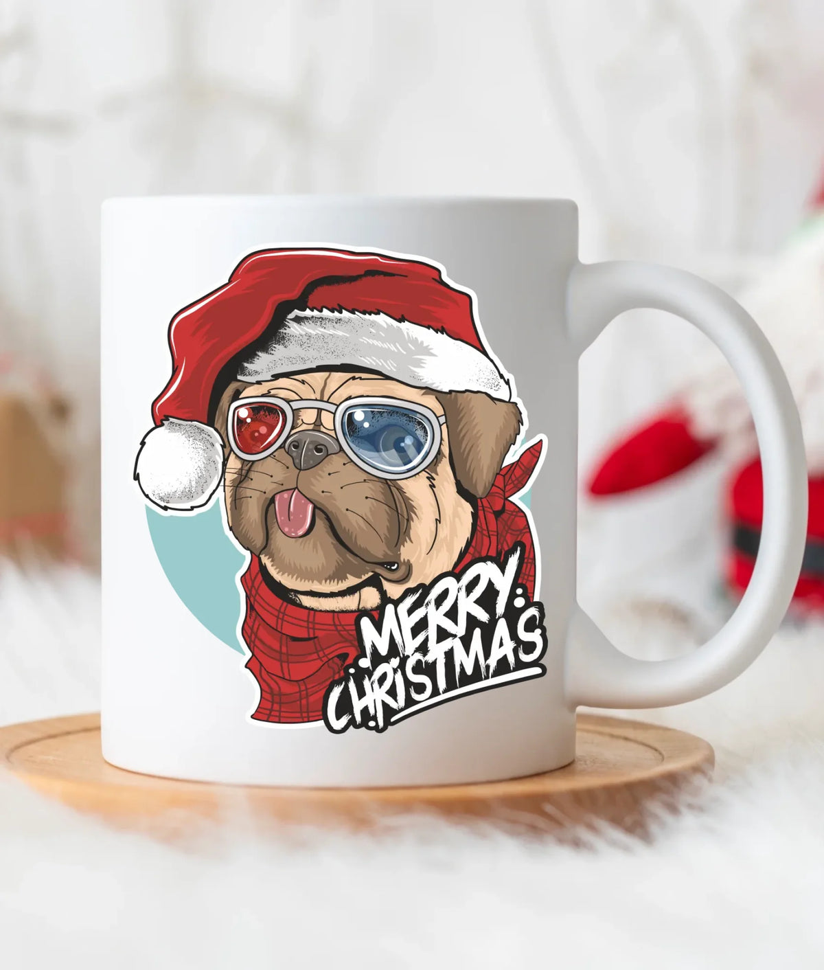 Kubek świąteczny - Mops Merry Christmas BN62