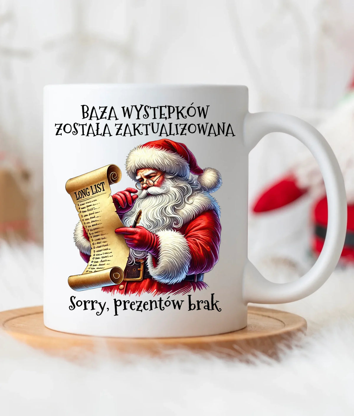 Kubek świąteczny z Mikołajem - Prezentów brak BN07