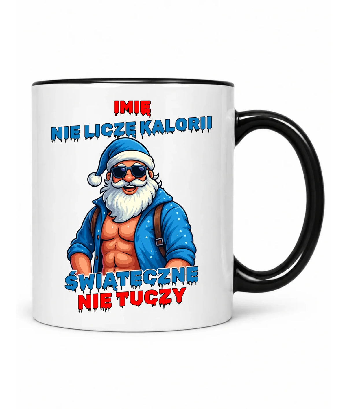 Kubek świąteczny z Mikołajem - Świąteczne nie tuczy - personalizowany BN118