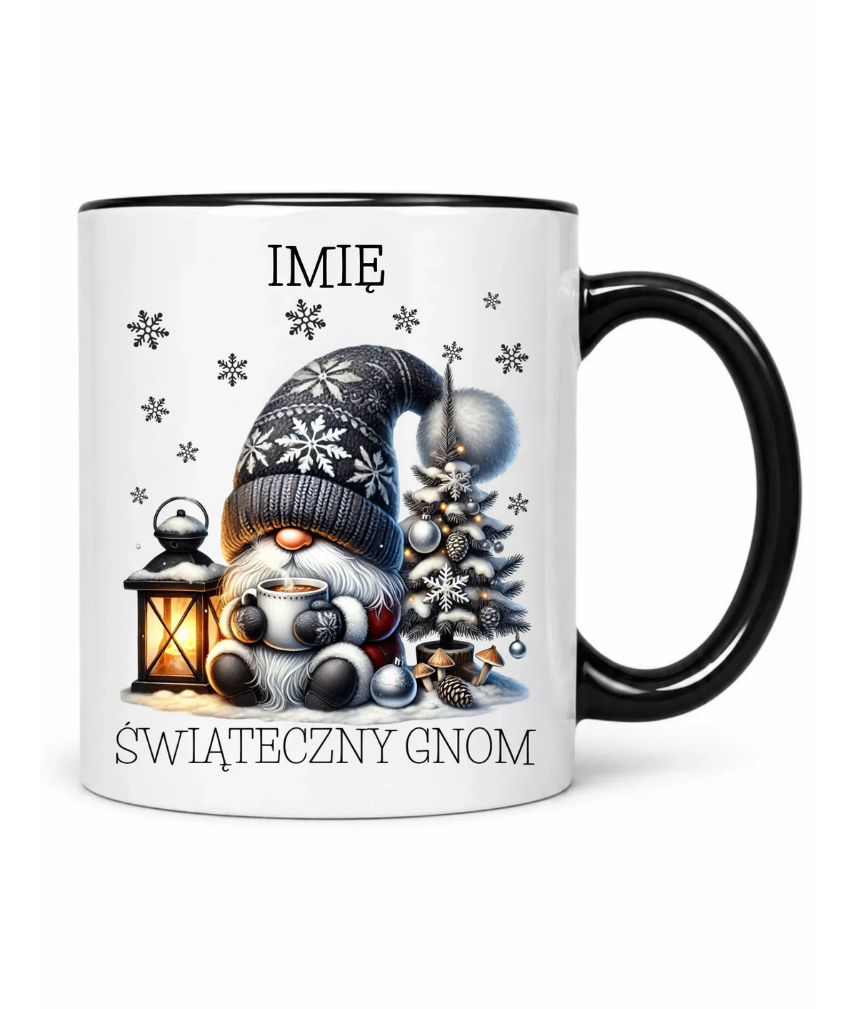 Kubek świąteczny - Gnom z czekoladą - personalizowany BN41