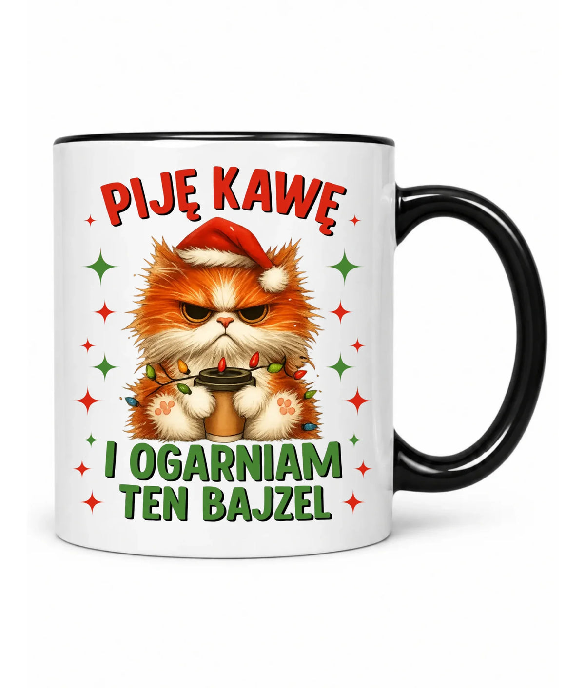Kubek świąteczny - Kot Piję kawę i ogarniam ten bajzel BN39