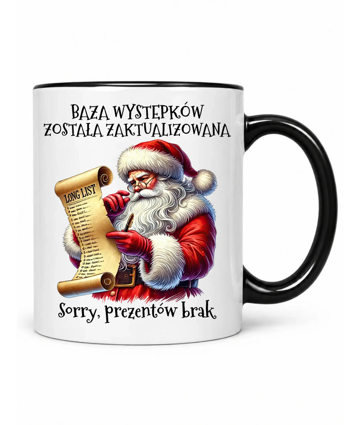 Kubek świąteczny z Mikołajem - Prezentów brak BN07