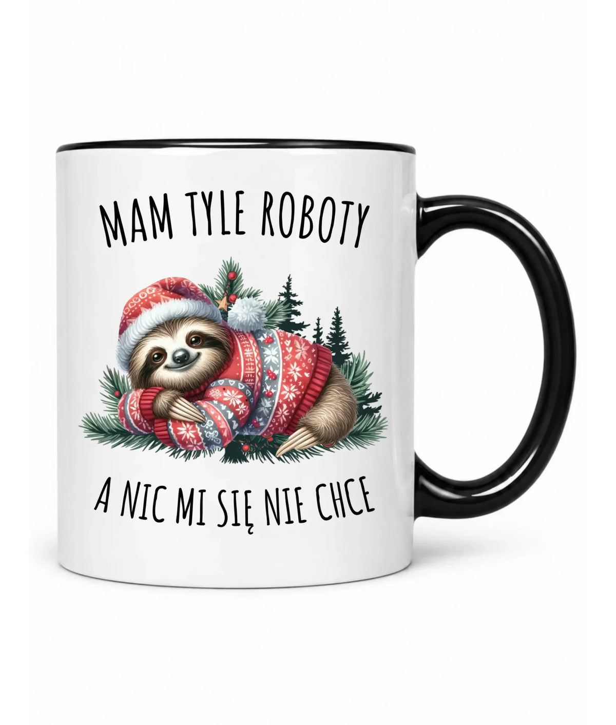 Kubek świąteczny - Leniwiec Mam tyle roboty, a nic mi się nie chce BN18