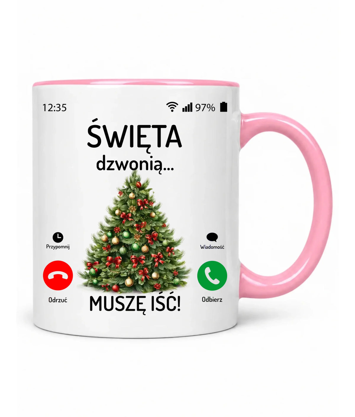Kubek świąteczny - Choinka Święta dzwonią muszę iść BN124