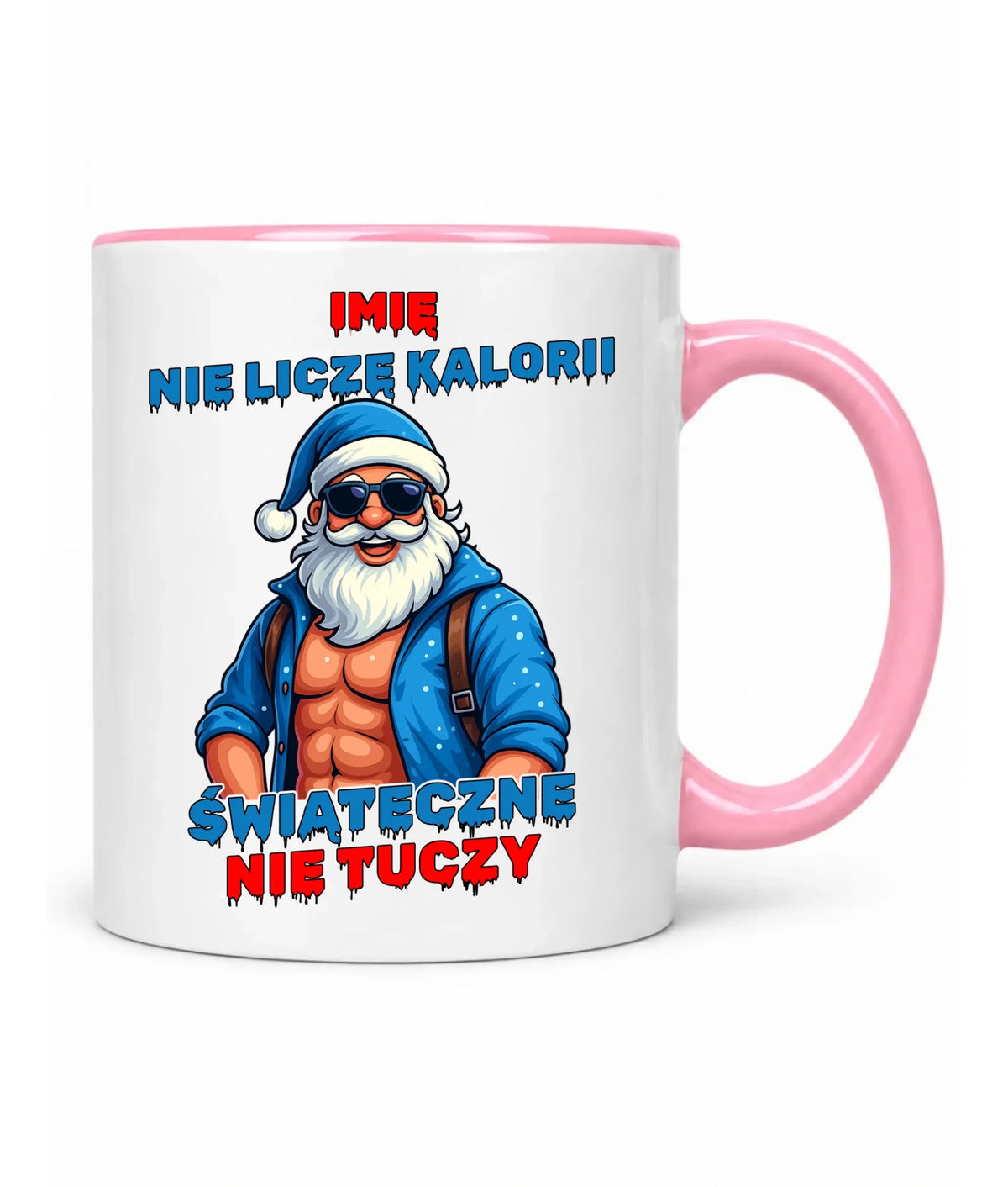 Kubek świąteczny z Mikołajem - Świąteczne nie tuczy - personalizowany BN118