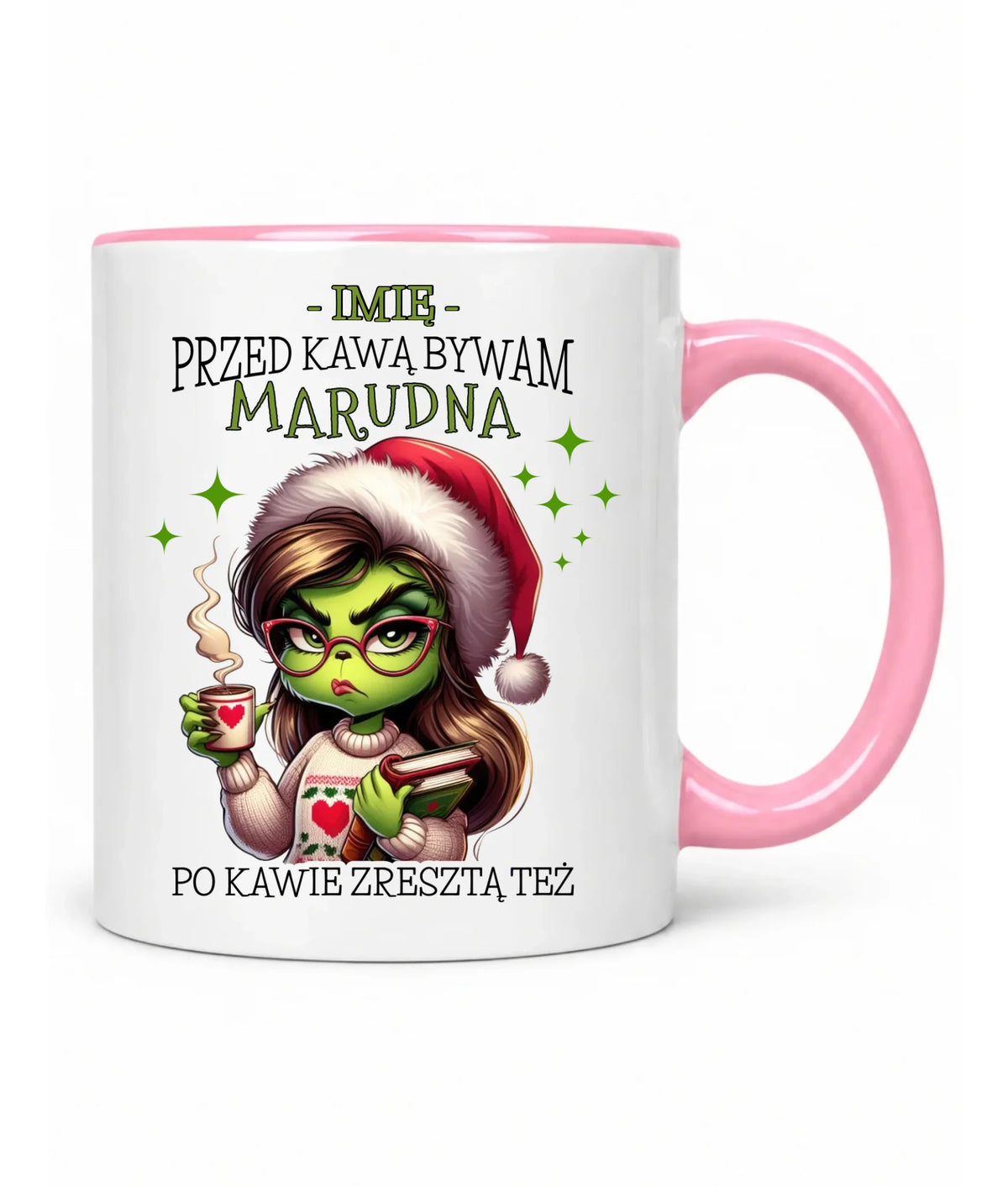 Kubek świąteczny - Grinch - Przed kawą bywam marudna - personalizowany BN116