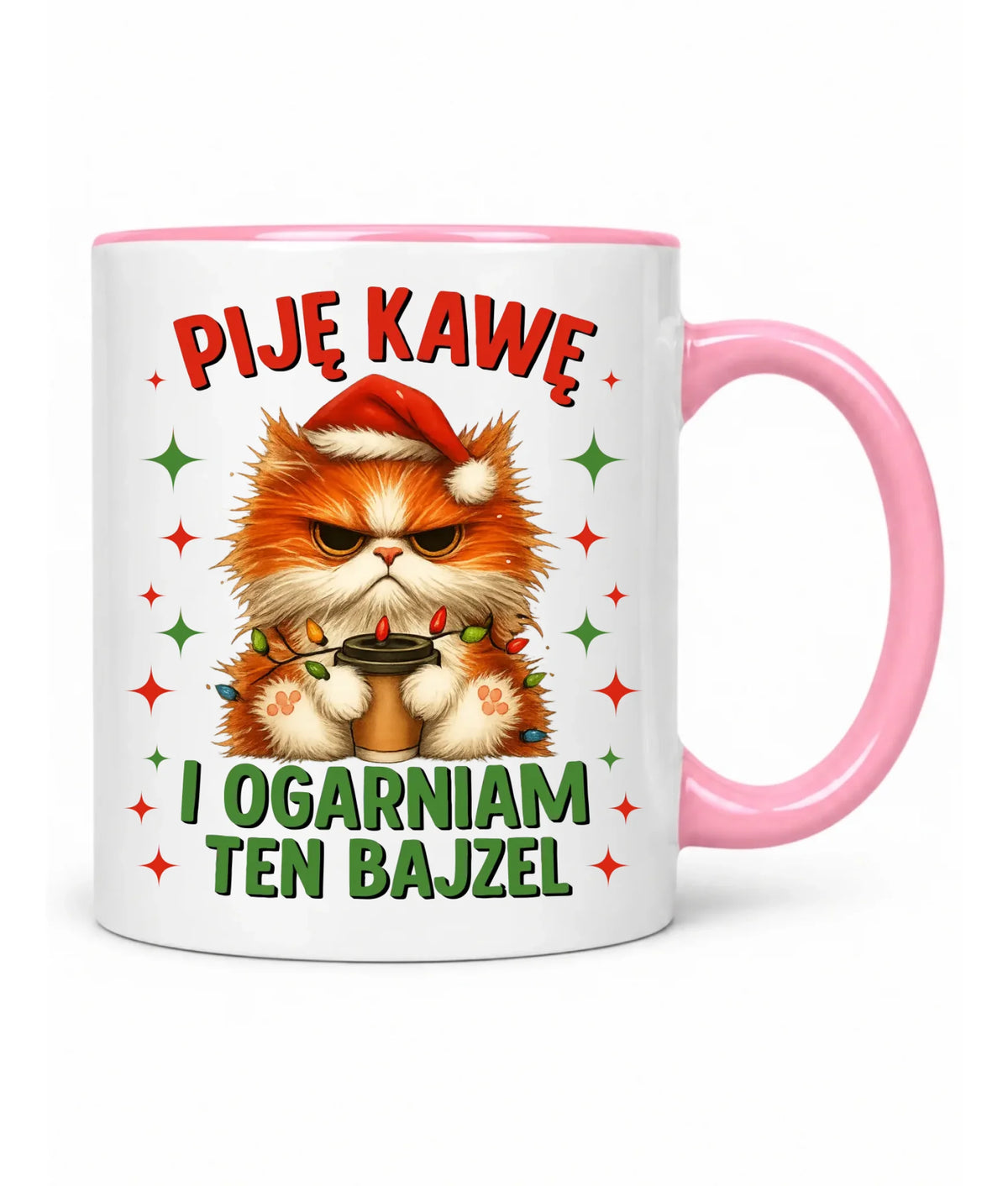 Kubek świąteczny - Kot Piję kawę i ogarniam ten bajzel BN39