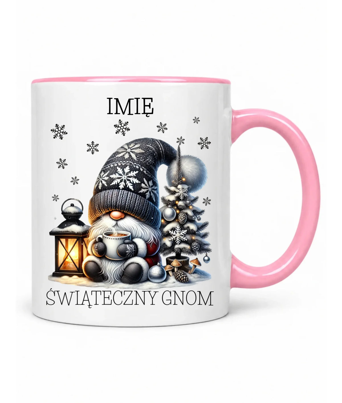 Kubek świąteczny - Gnom z czekoladą - personalizowany BN41