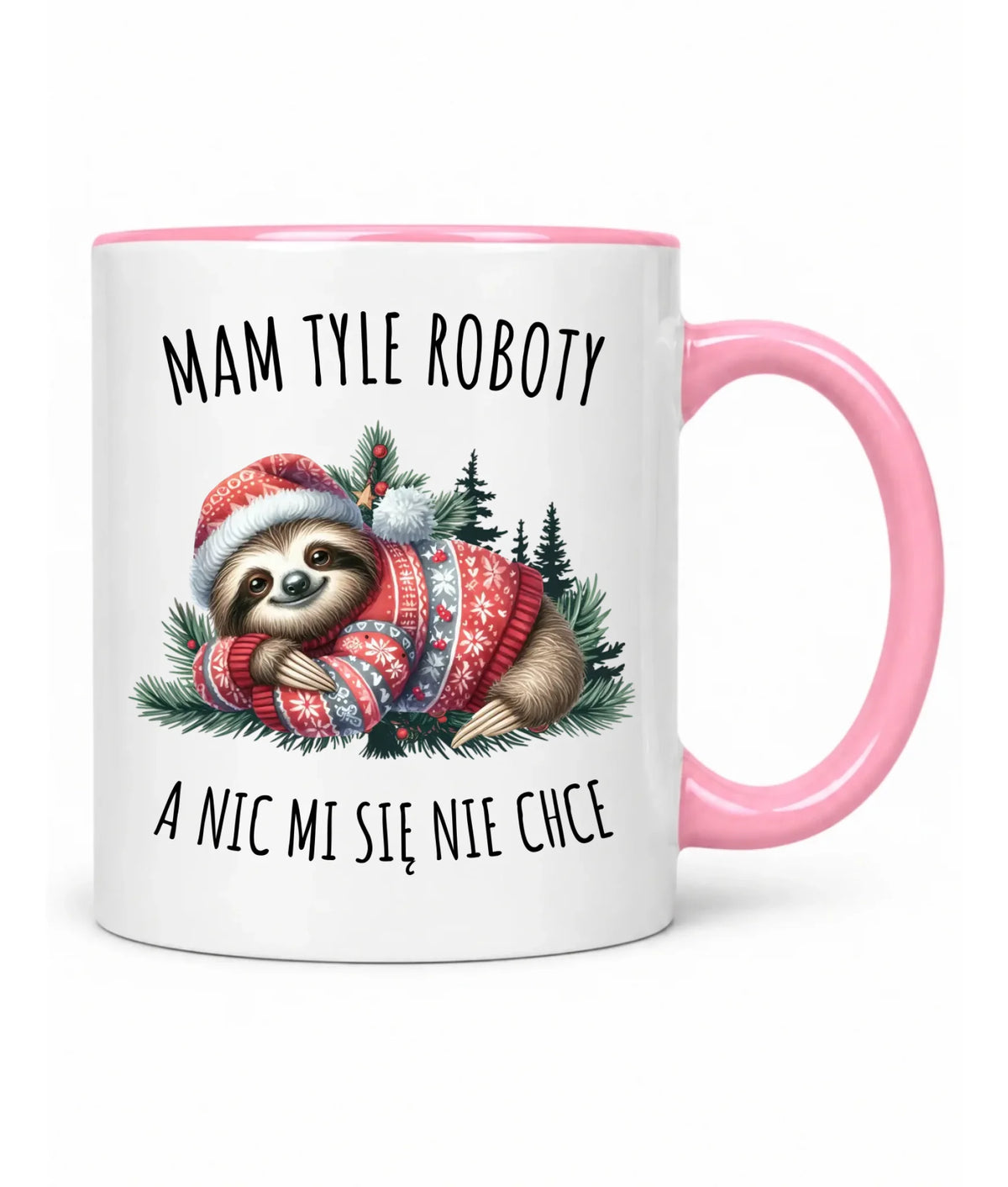 Kubek świąteczny - Leniwiec Mam tyle roboty, a nic mi się nie chce BN18