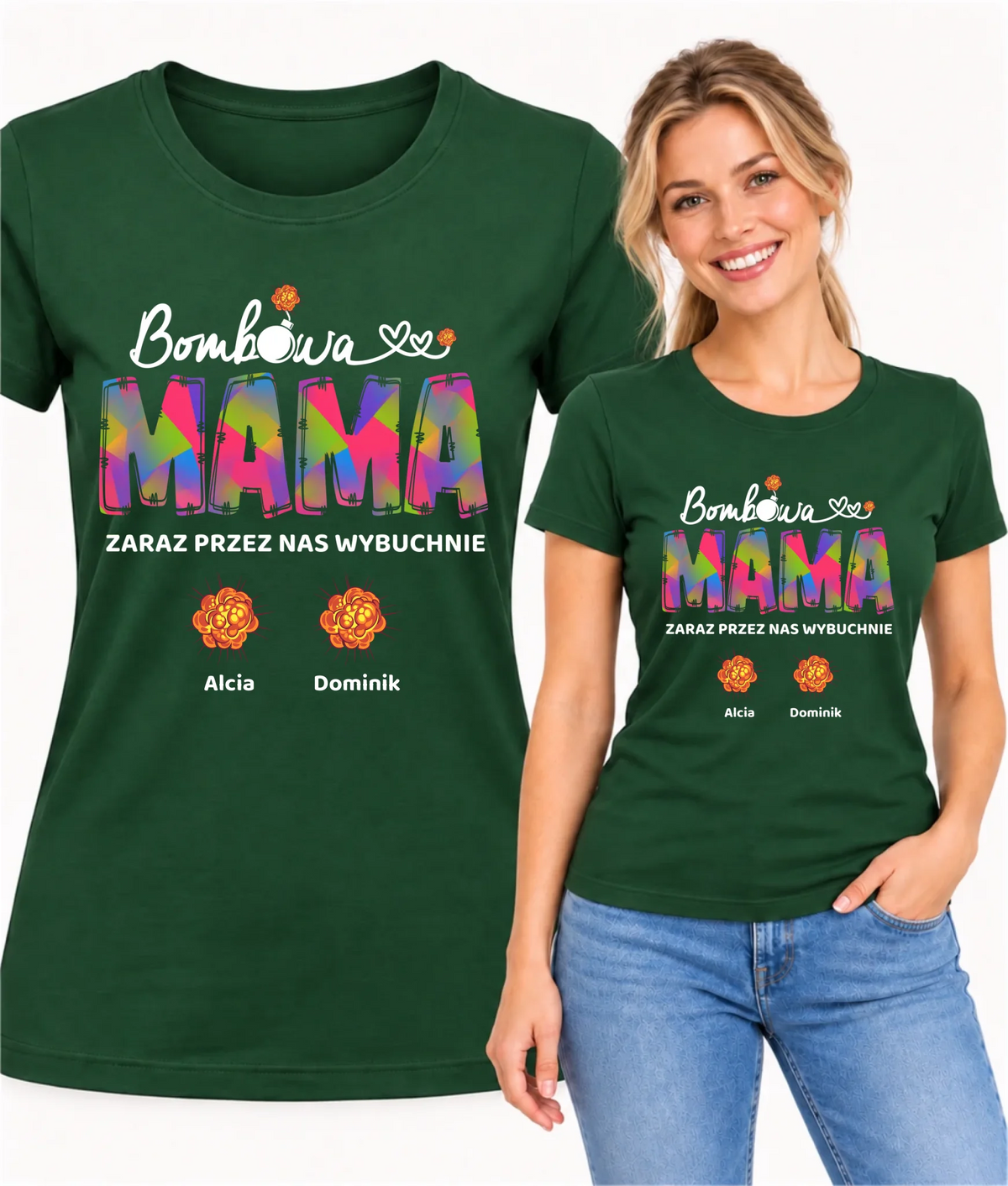 Koszulka dla mamy z imionami dzieci - Bombowa mama - personalizowana DM53