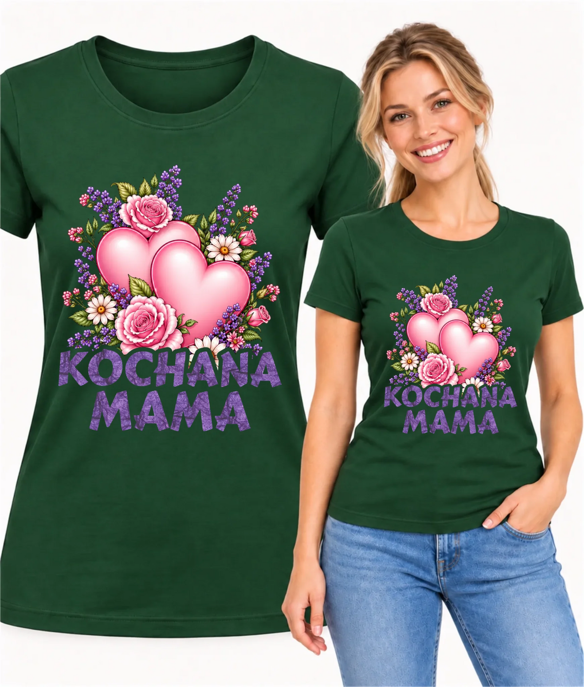 Koszulka dla mamy - Kochana Mama bukiet z sercem DM46