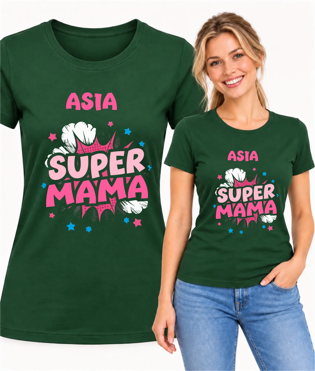 Koszulka dla mamy z imieniem - Super Mama - personalizowana DM24
