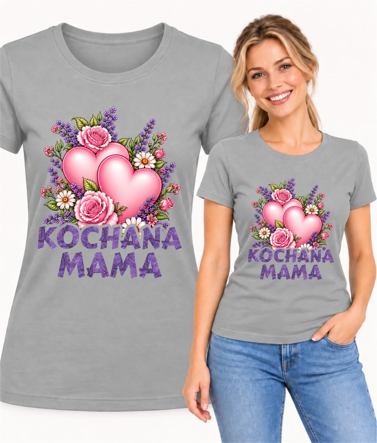 Koszulka dla mamy - Kochana Mama bukiet z sercem DM46