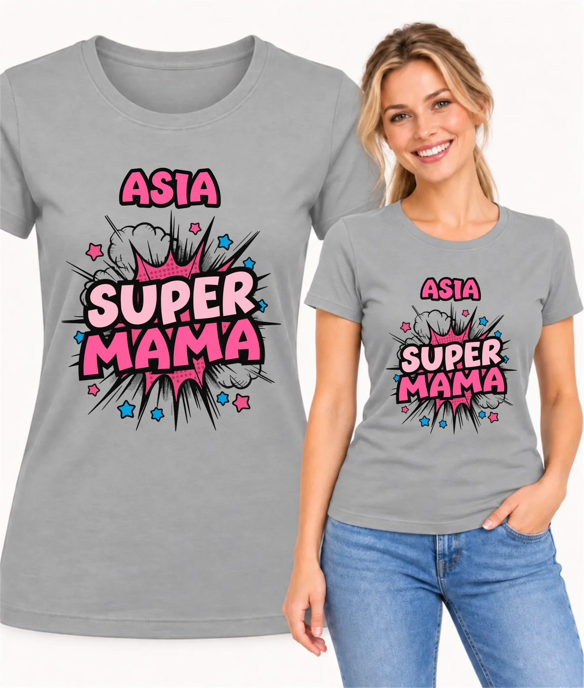 Koszulka dla mamy z imieniem - Super Mama - personalizowana DM24