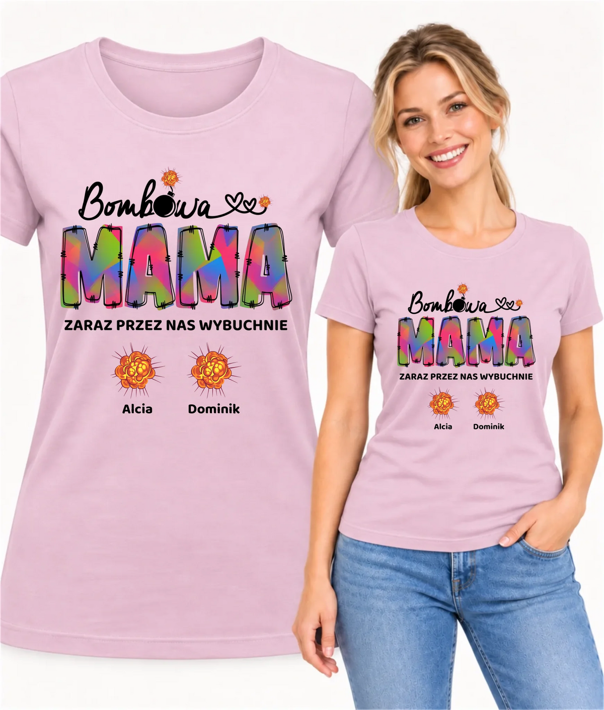 Koszulka dla mamy z imionami dzieci - Bombowa mama - personalizowana DM53