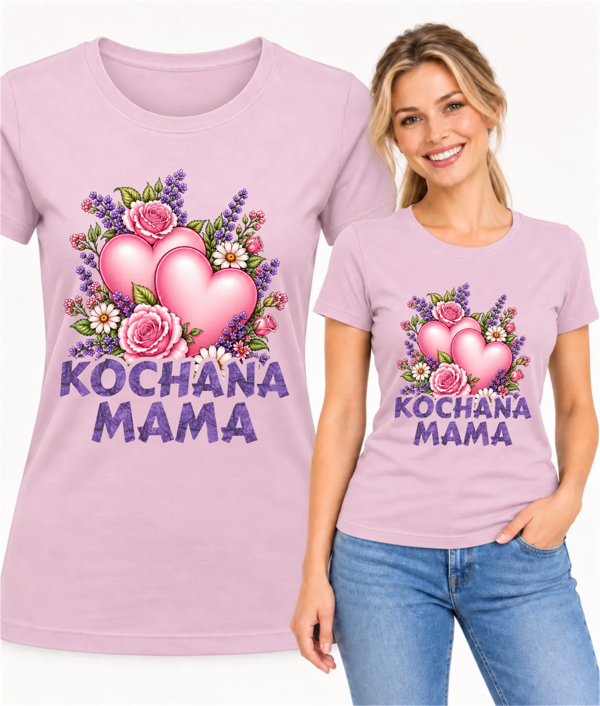 Koszulka dla mamy - Kochana Mama bukiet z sercem DM46