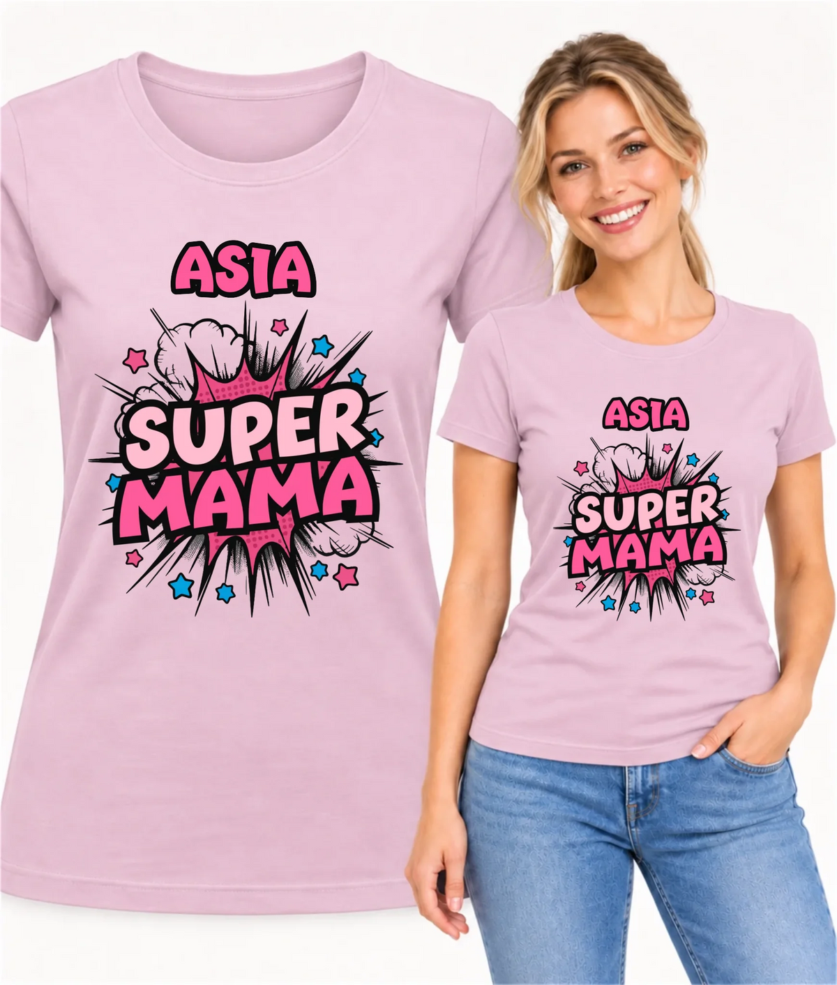 Koszulka dla mamy z imieniem - Super Mama - personalizowana DM24