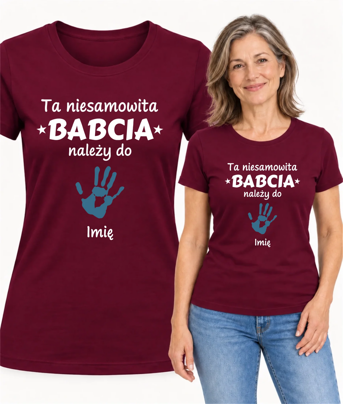 Koszulka dla babci - Babcia należy do wnuków 1–6 imion – personalizowana B33