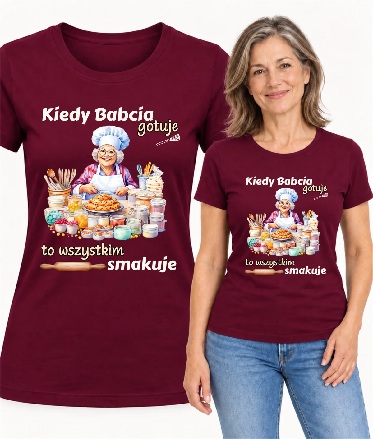 Koszulka dla babci - Kiedy babcia gotuje to wszystkim smakuje B34