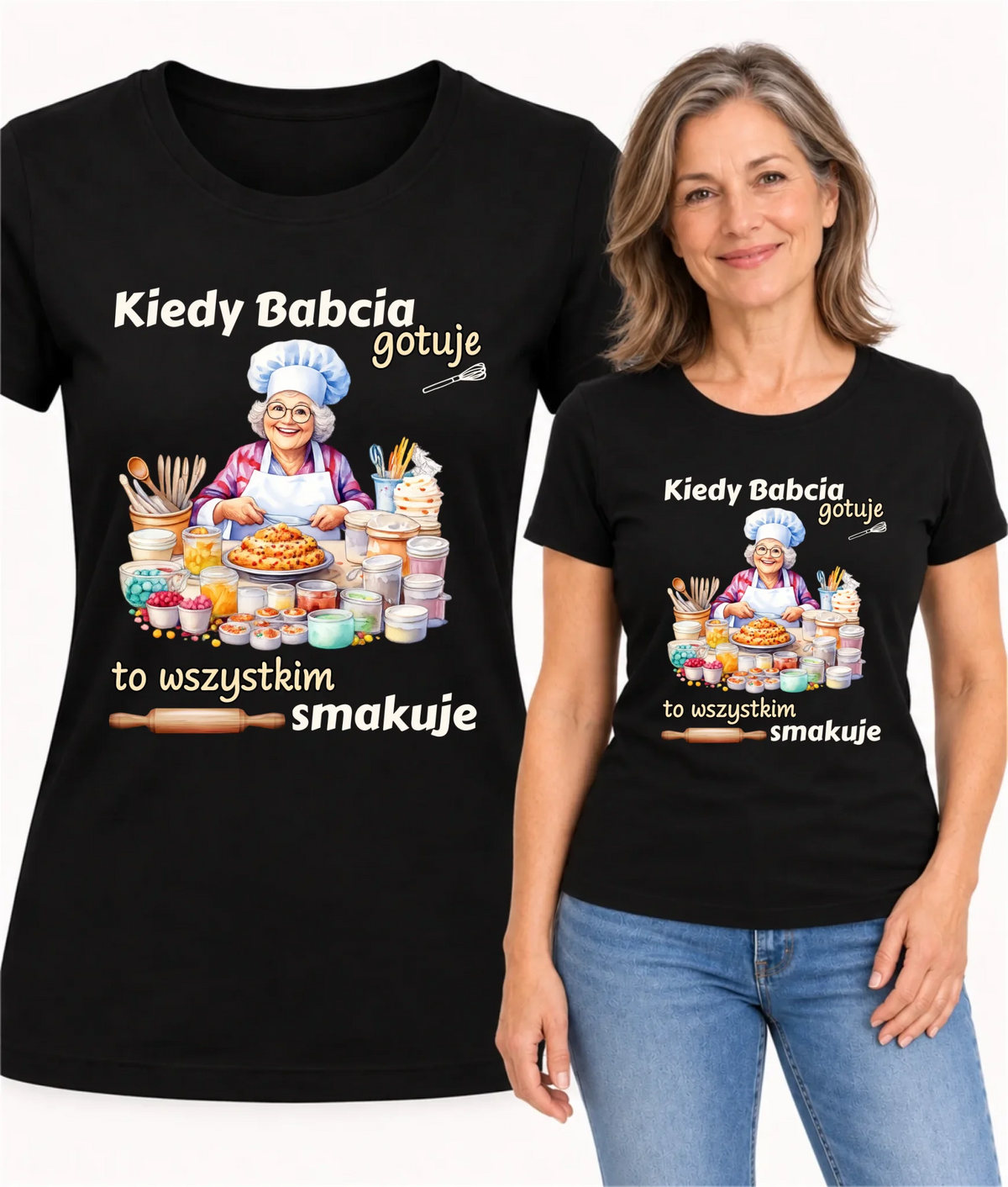 Koszulka dla babci - Kiedy babcia gotuje to wszystkim smakuje B34