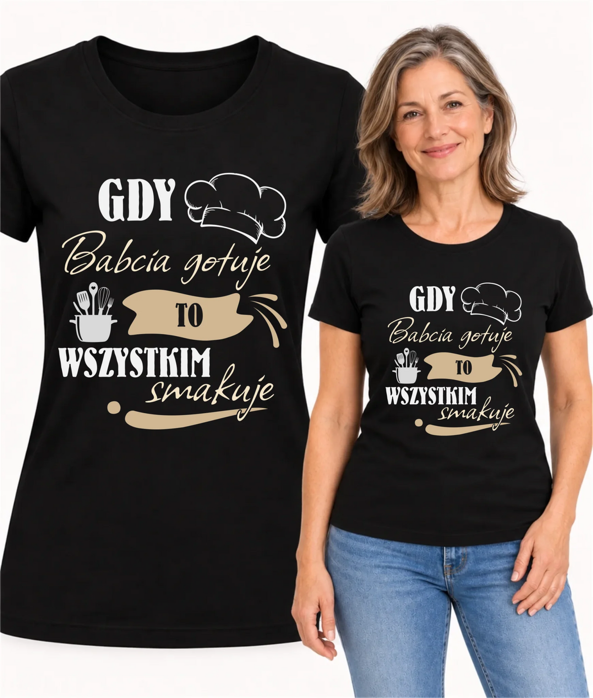 Koszulka dla babci - Gdy babcia gotuje to wszystkim smakuje B36