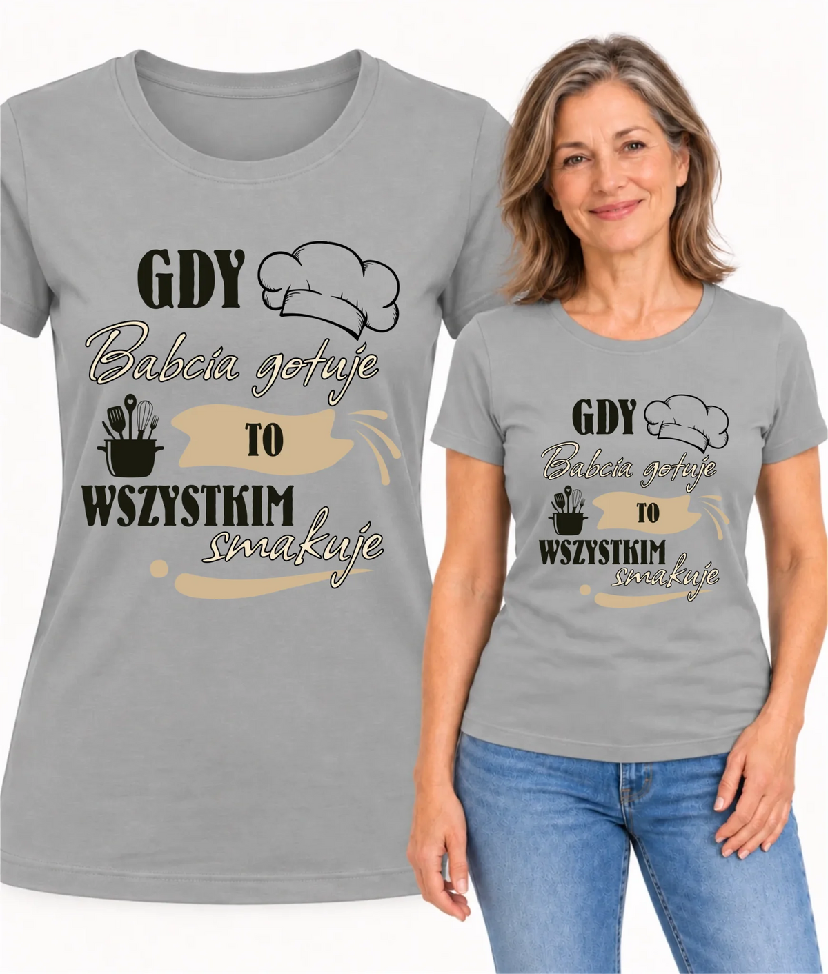 Koszulka dla babci - Gdy babcia gotuje to wszystkim smakuje B36
