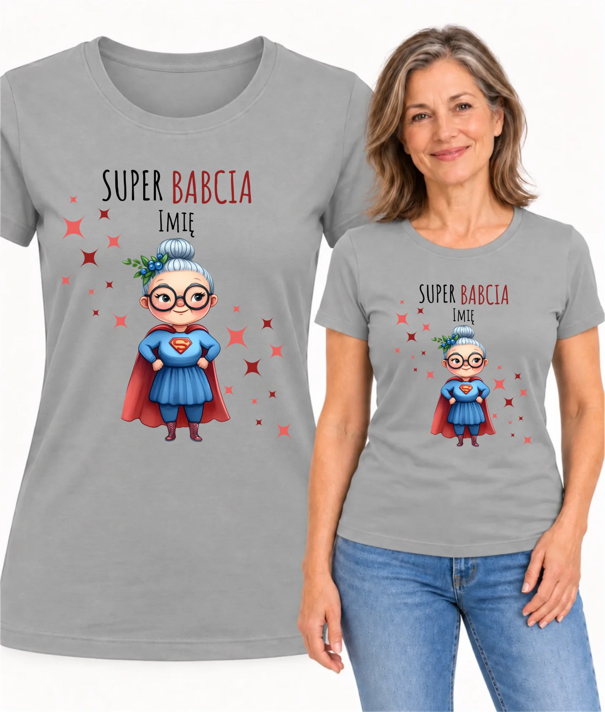 Koszulka dla babci - Super Babcia - personalizowana B02