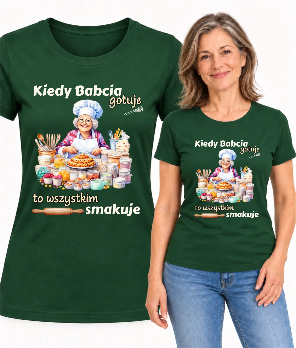 Koszulka dla babci - Kiedy babcia gotuje to wszystkim smakuje B34