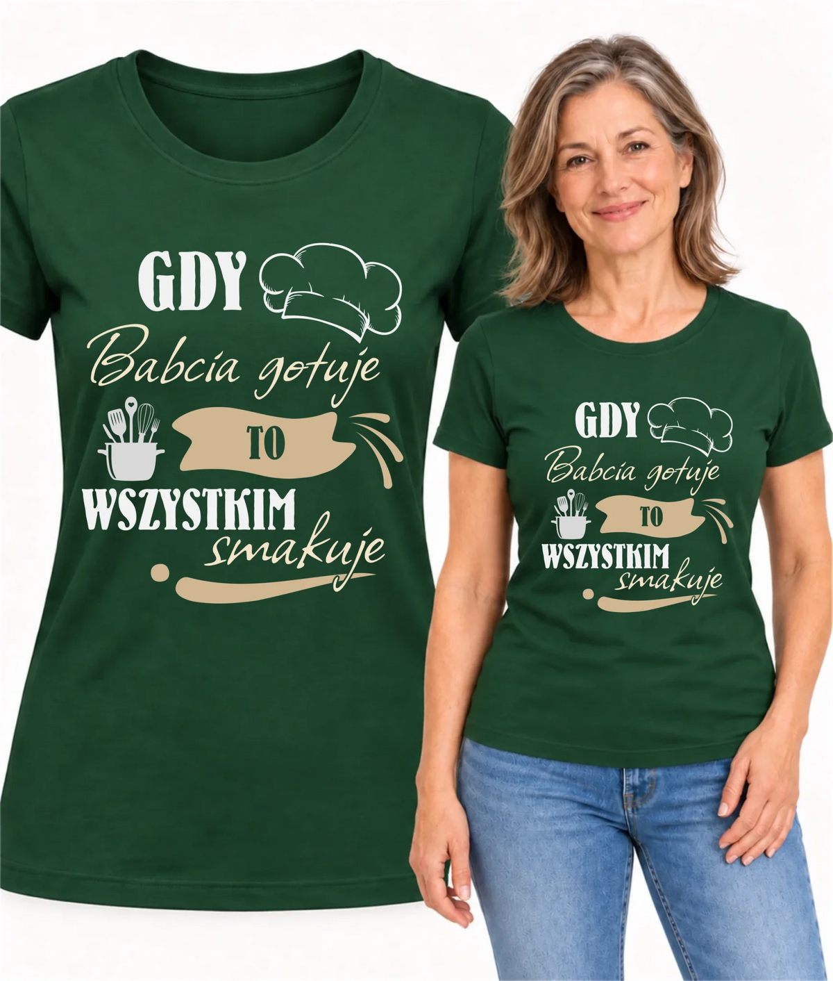 Koszulka dla babci - Gdy babcia gotuje to wszystkim smakuje B36