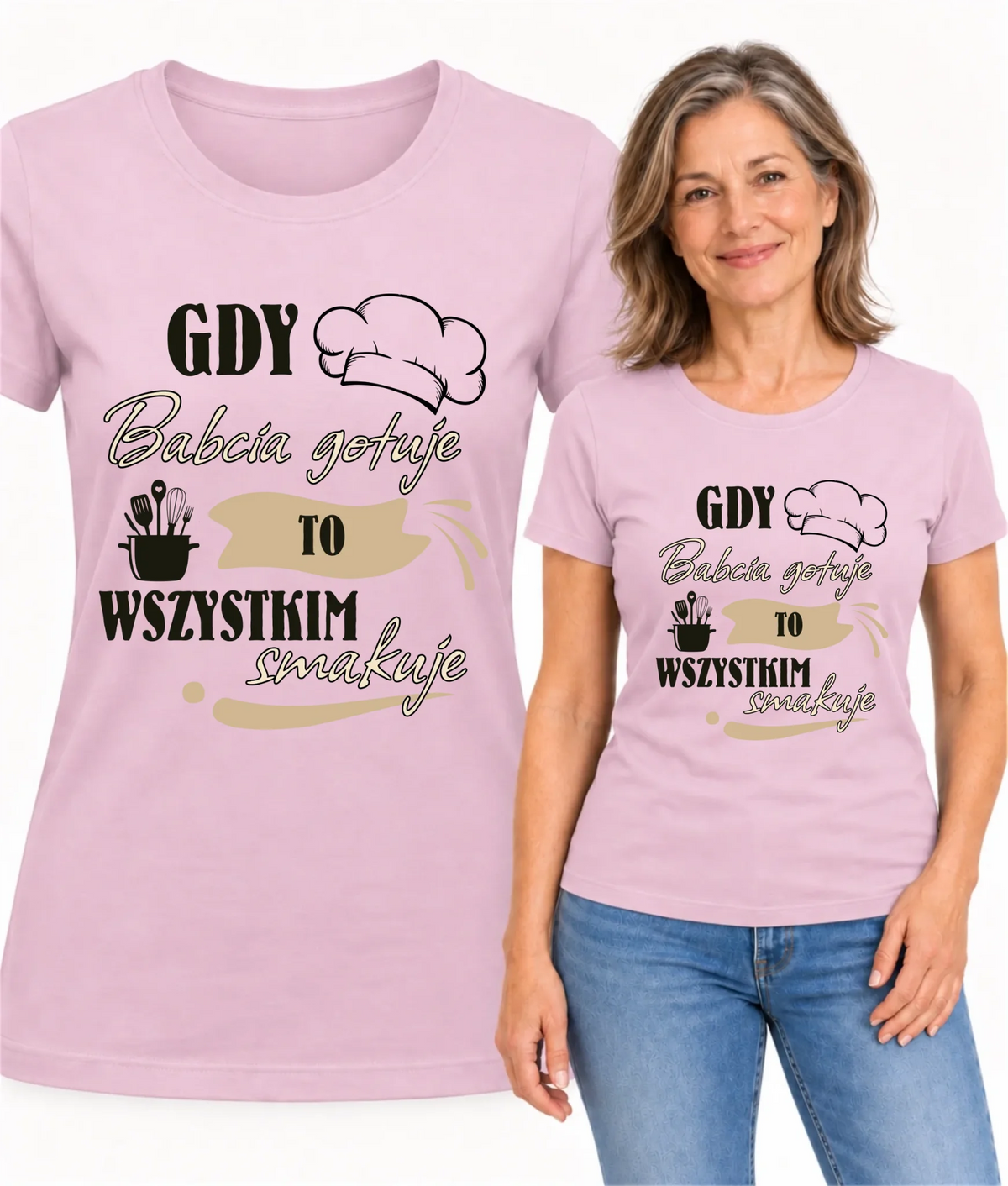 Koszulka dla babci - Gdy babcia gotuje to wszystkim smakuje B36
