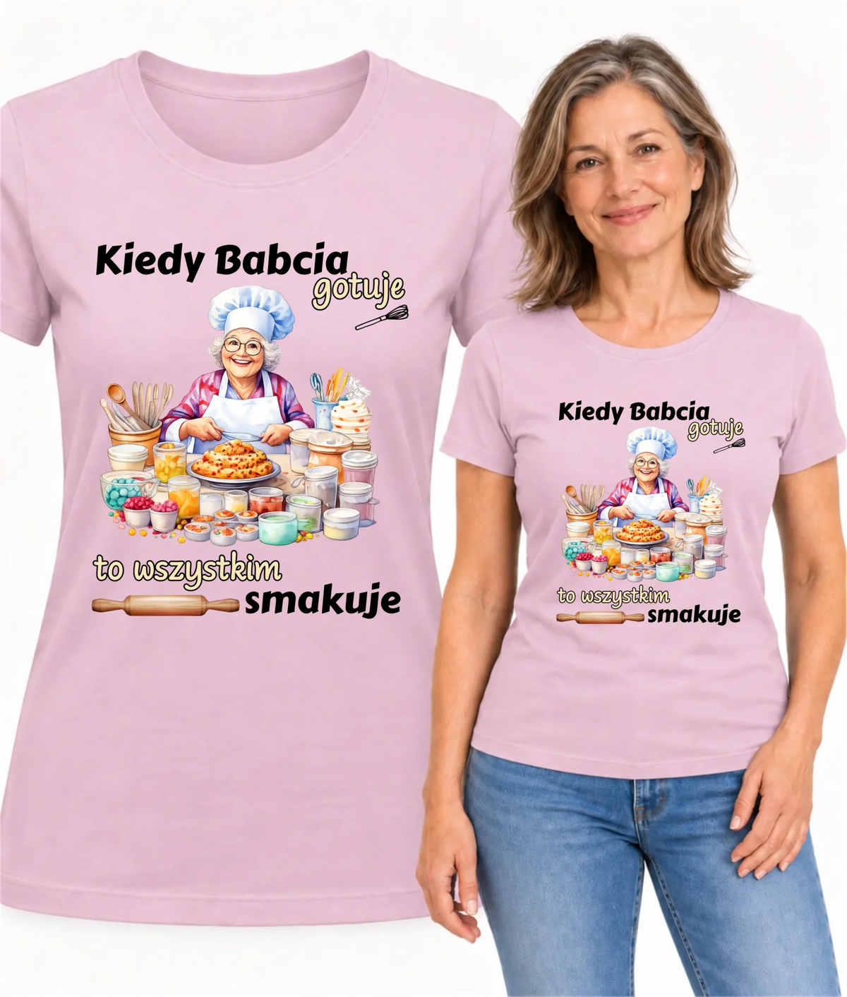 Koszulka dla babci - Kiedy babcia gotuje to wszystkim smakuje B34