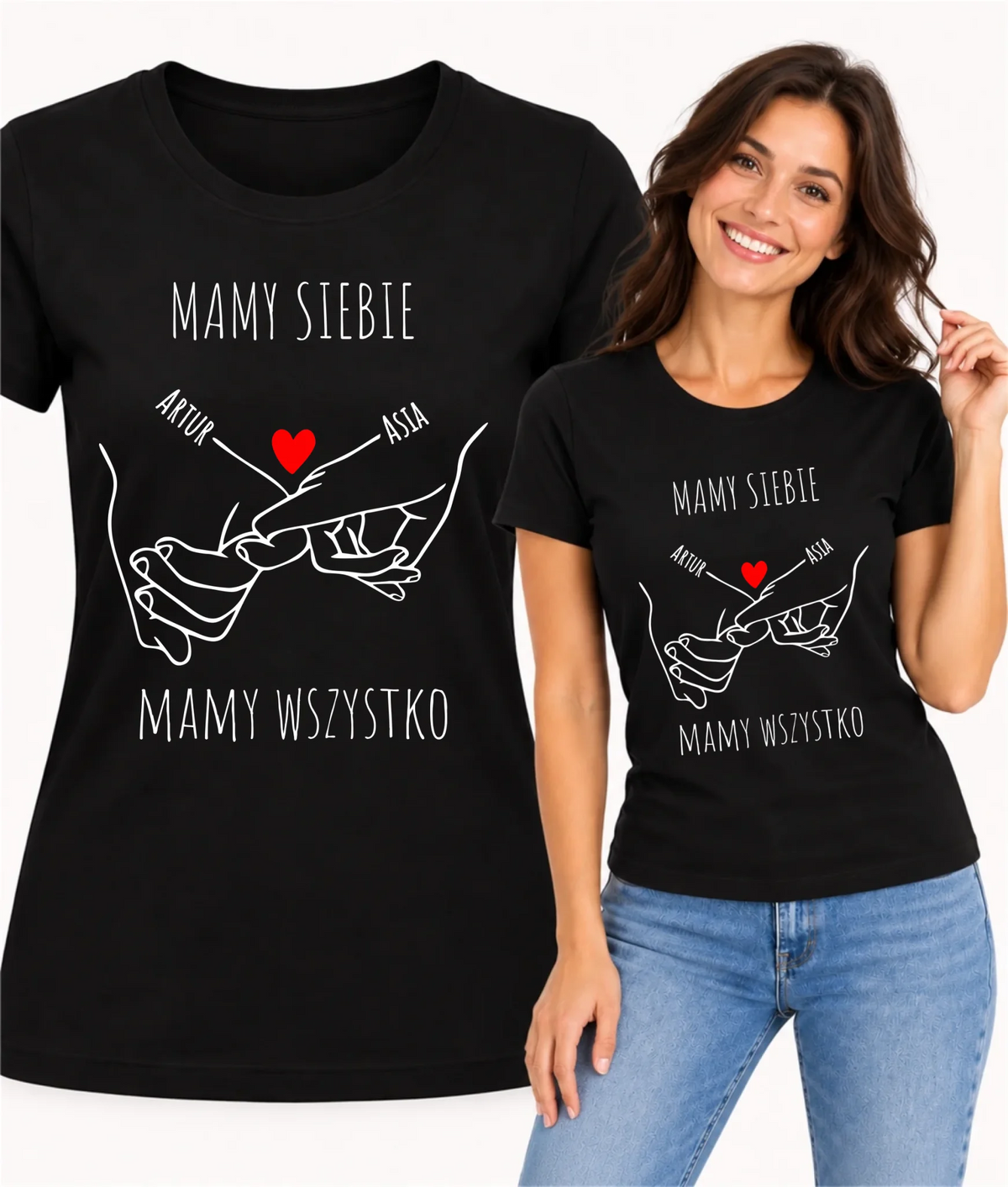 Koszulka damska - Zaplecione ręce mamy siebie mamy wszystko - personalizowana W63