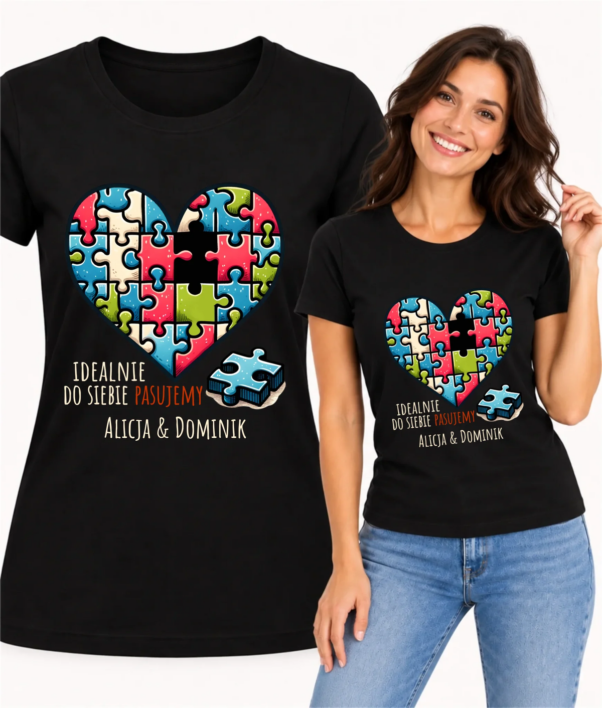 Koszulka damska - Idealnie do siebie pasujemy - personalizowana W44