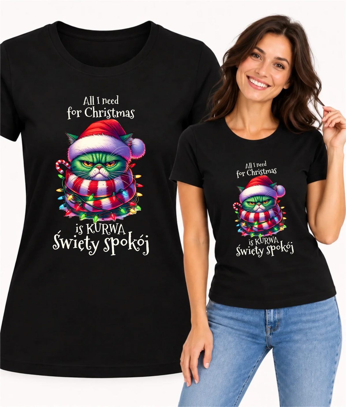 Koszulka damska świąteczna - All I need for Christmas is ku*wa święty spokój - bez cenzury BN101