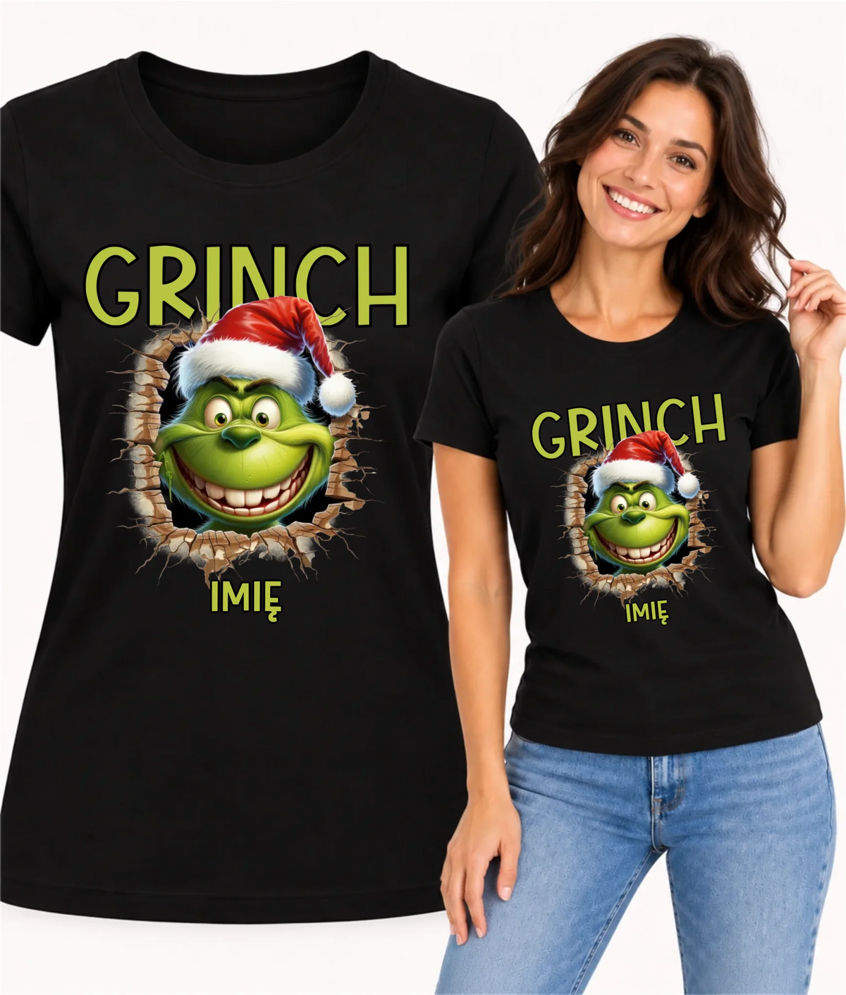 Koszulka damska świąteczna - Grinch - personalizowana BN112