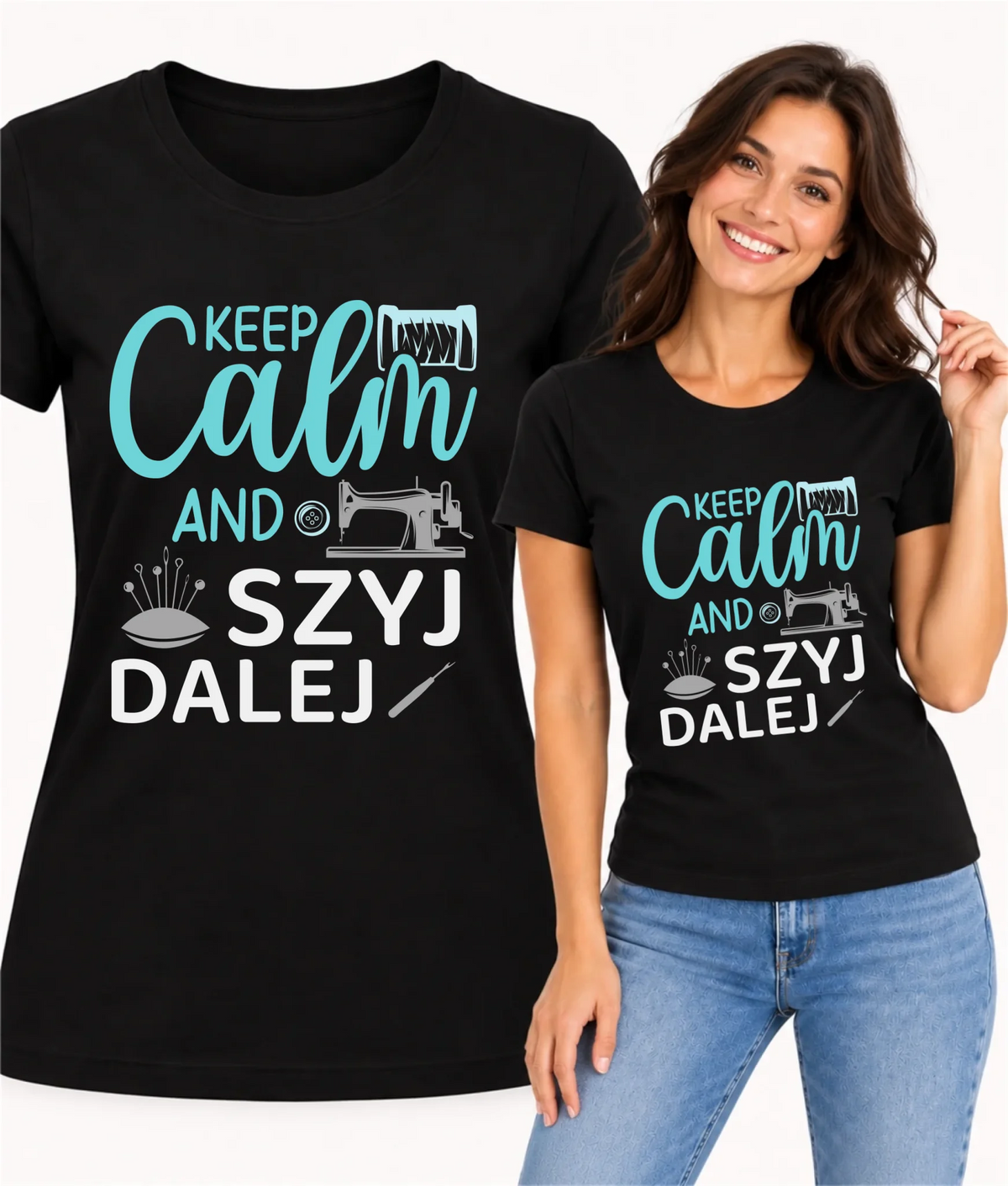 Koszulka damska szyciowa dla krawcowej - KEEP CALM and SZYJ DALEJ HS31