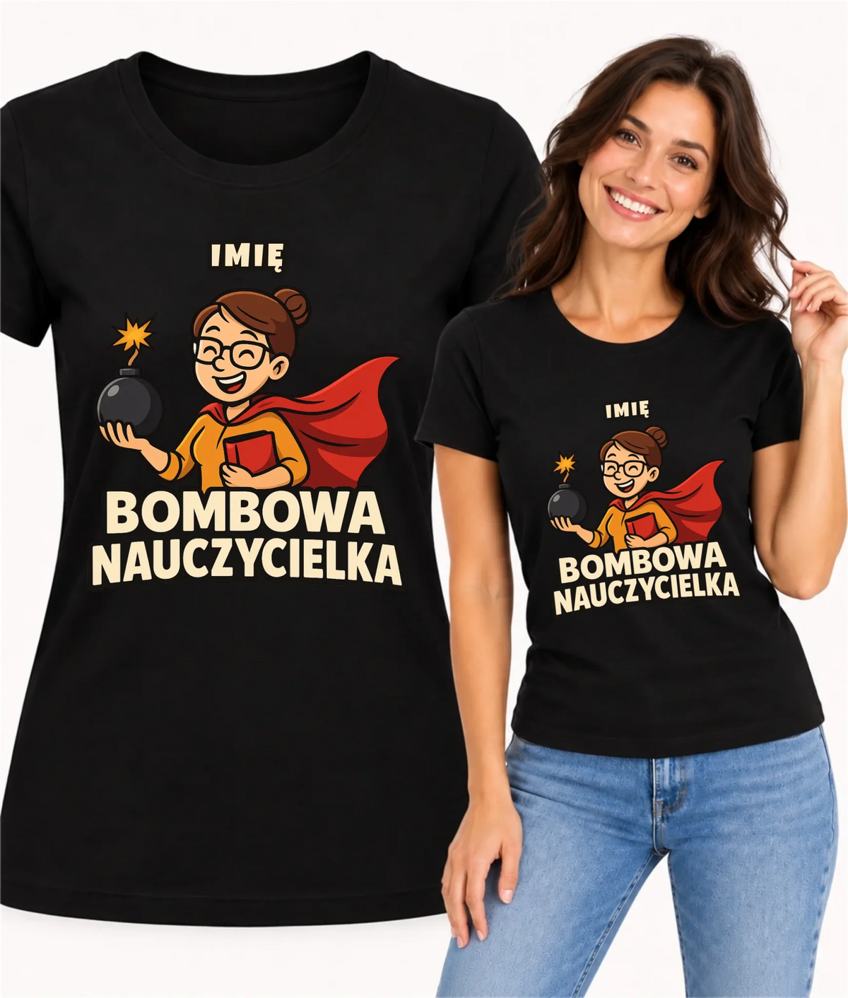 Koszulka dla nauczycielki - Bombowa Nauczycielka - personalizowana N25