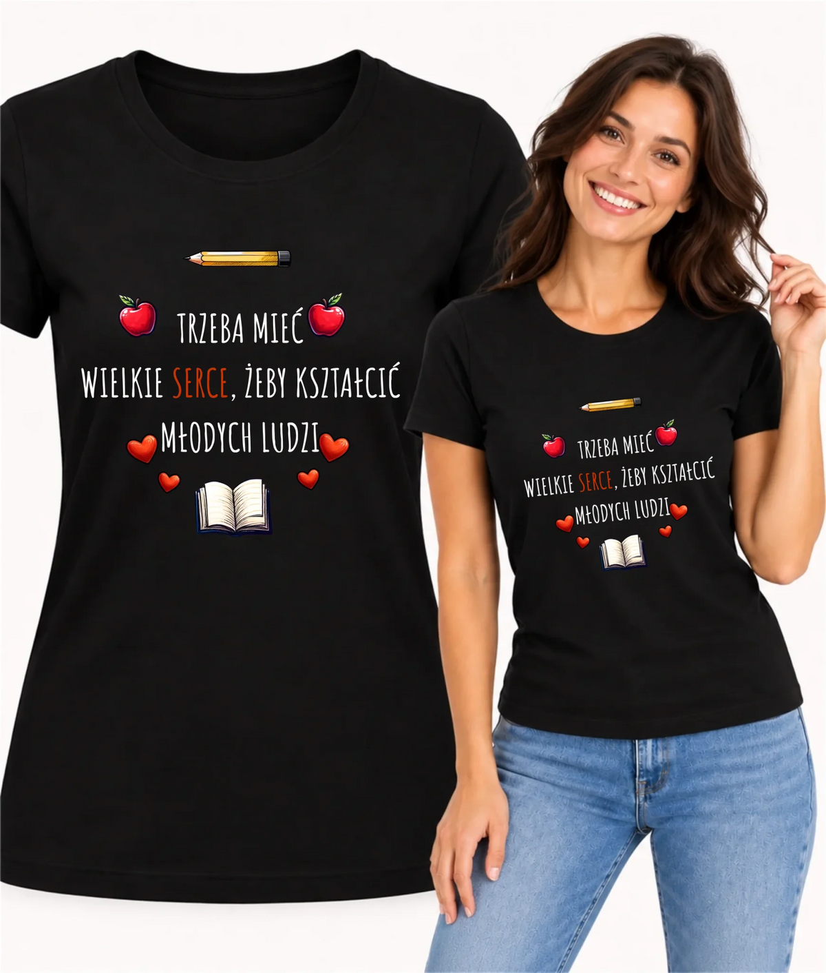 Koszulka damska dla nauczycielki - Trzeba mieć wielkie serce N71
