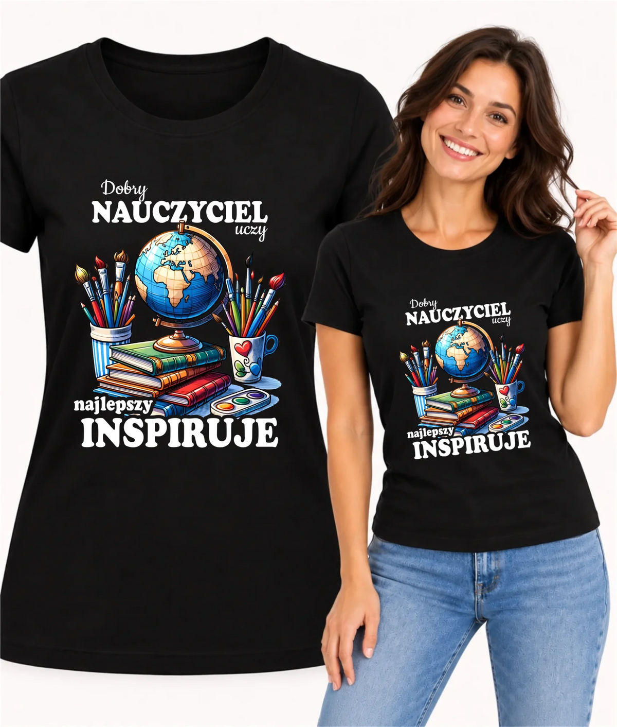 Koszulka dla nauczycielki - Dobry nauczyciel uczy najlepszy inspiruje N72