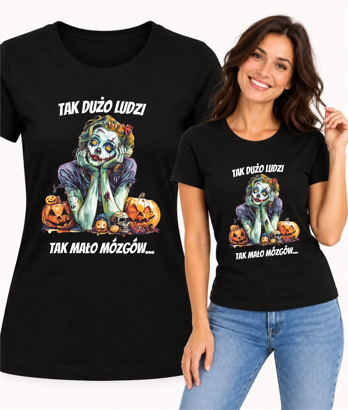 Koszulka damska na Halloween - Zombie - Tak mało mózgów HL31