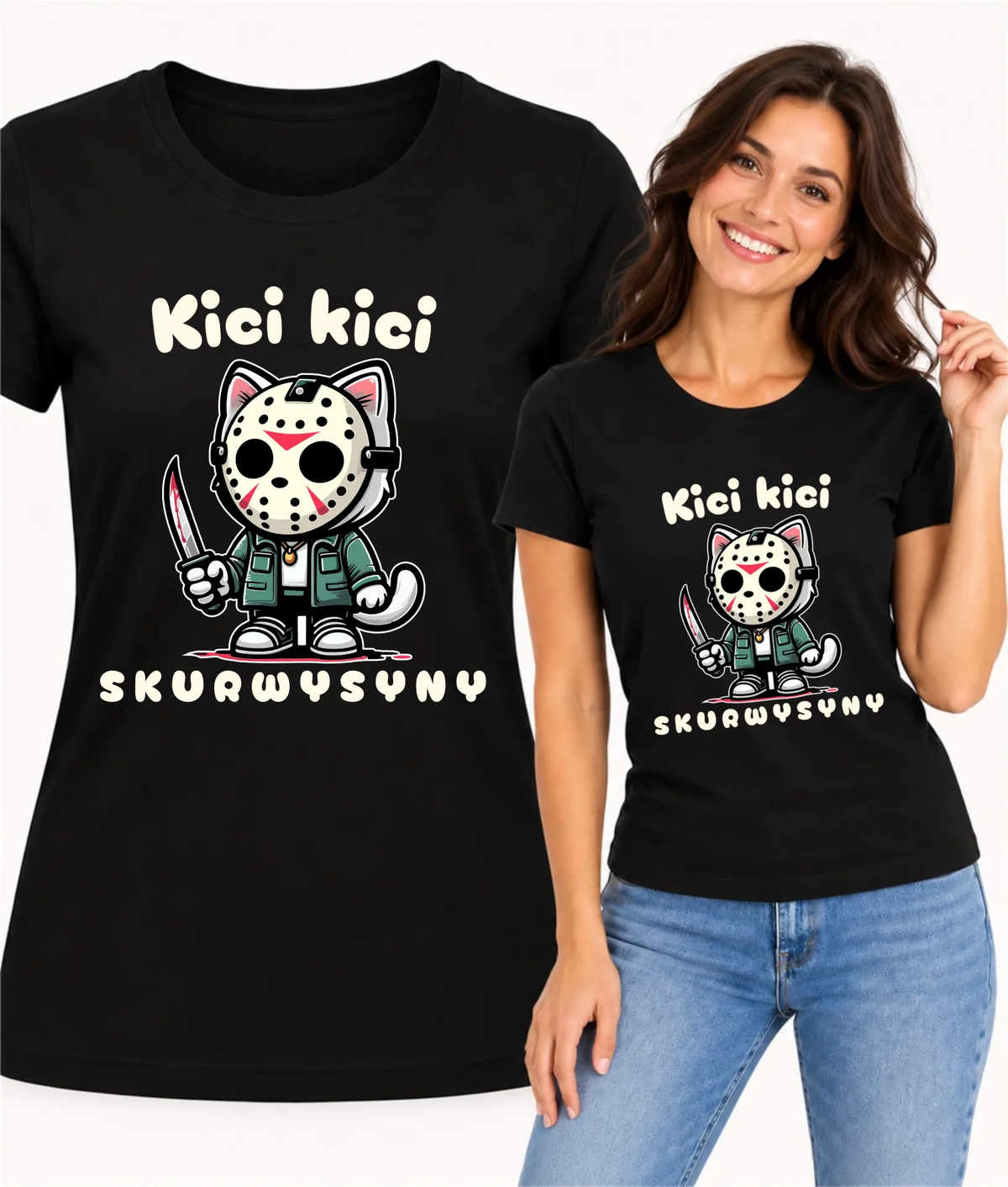 Koszulka damska na Halloween - Kici kici sk*rwysyny - bez cenzury HL28