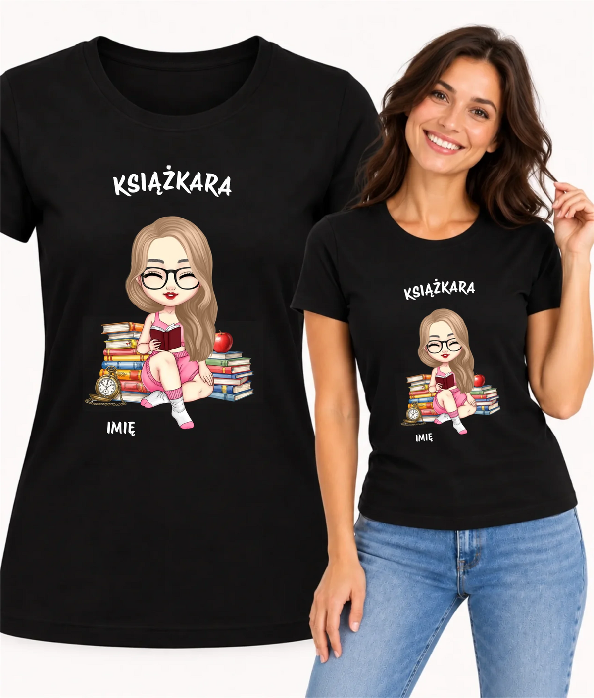 Koszulka damska - Książkara - Prezent dla miłośniczki czytania książek - personalizowana DZ04