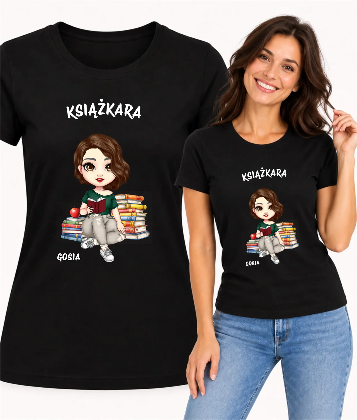 Koszulka damska - Książkara - Prezent dla miłośniczki czytania książek - personalizowana DZ03