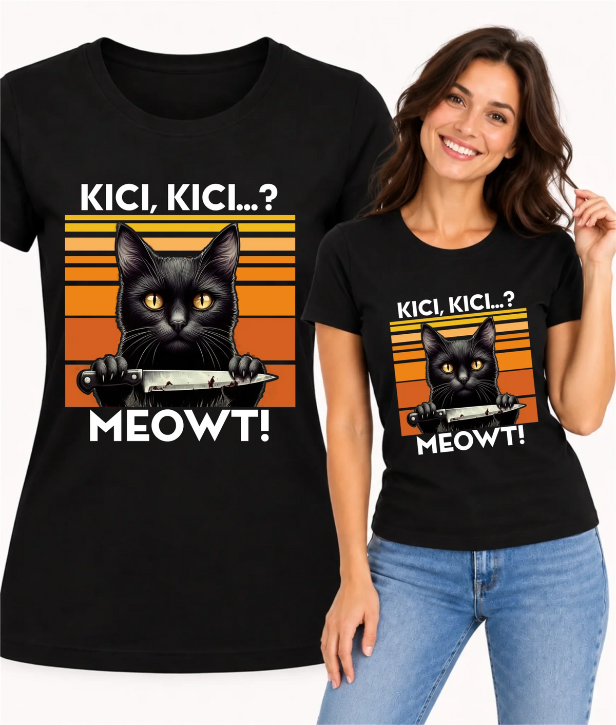 Koszulka damska - Kot z nożem - Kici, kici... MEOWT! HL17