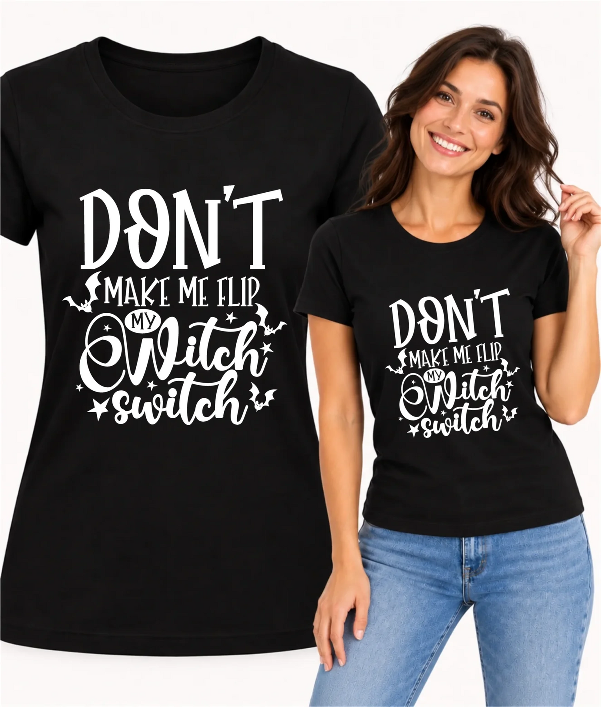 Koszulka damska na Halloween - Don't make me flip my witch switch - śmieszna HL11