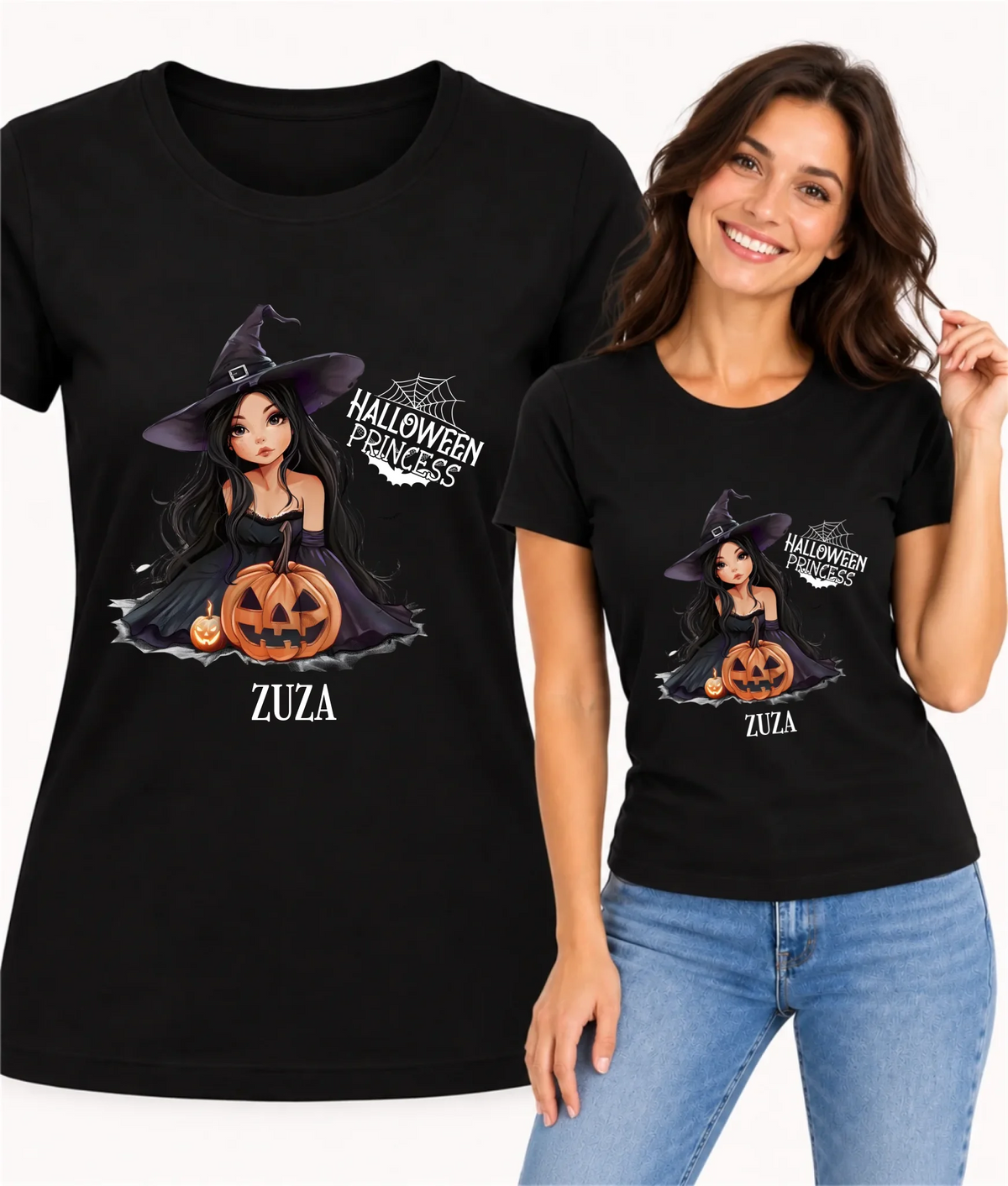 Koszulka damska halloweenowa - Czarownica z dynią - personalizowana HL10